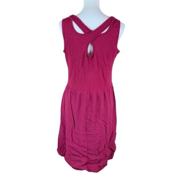 Soft Surroundings Raspberry Pink Sleeveless Mini Dress Keyhole Back Boho Medium - Picture 4 of 6